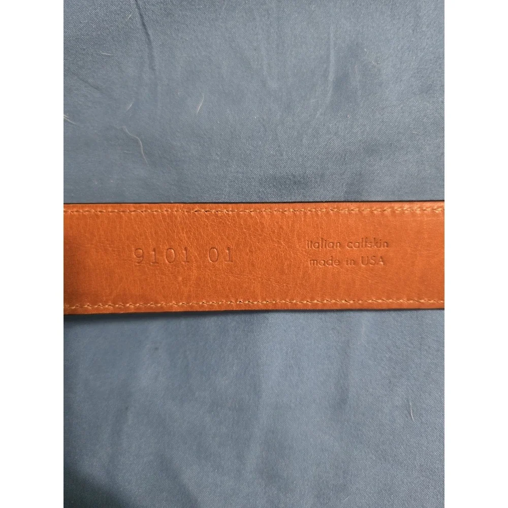 Greg Norman Italian Calfskin Black Belt Silver Accent Size 38 Made In USA